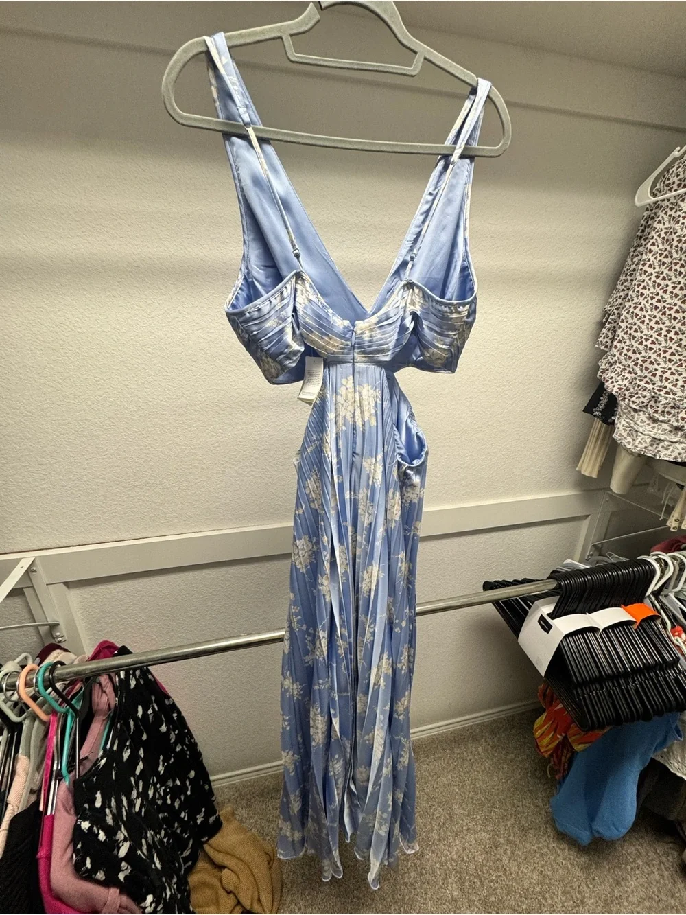 A & F Giselle Pleated Cutout Maxi Dress